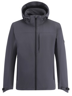 Ветровка мужская софтшелл виндстоппер с капюшоном спортивная темно-серого цвета 9615_1TC