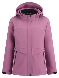 Ветровка женская софтшелл виндстоппер с капюшоном спортивная малинового цвета 9616_1M