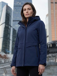 Ветровка женская софтшелл виндстоппер с капюшоном купить оптом от производителя недорого в Новосибирске 9616_1TS