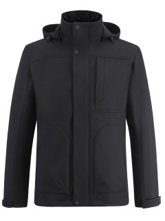 Ветровка мужская софтшелл виндстоппер с капюшоном спортивная черного цвета 9617_1Ch