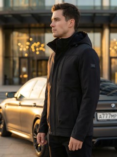 Ветровка мужская софтшелл виндстоппер с капюшоном купить оптом от производителя недорого в Сочи 9617_1Ch