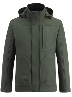 Ветровка мужская софтшелл виндстоппер с капюшоном спортивная цвета хаки 9617_1Kh