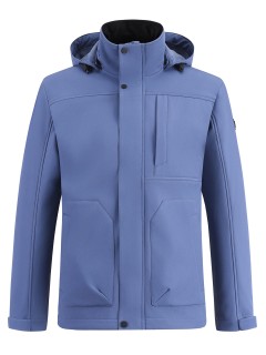 Ветровка мужская софтшелл виндстоппер с капюшоном спортивная синего цвета 9617_1S