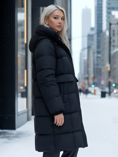 Купить куртку женскую с капюшоном зимнюю  стеганную оптом от производителя недорого в Екатеринбурге 9621Ch