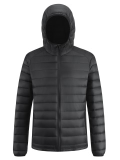 Куртка мужская гибридная стёганая с капюшоном с графеновой подкладкой черного цвета 9621_1Ch