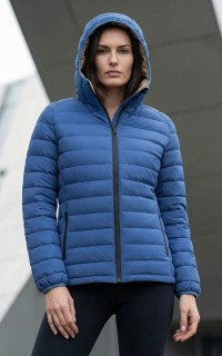 Куртка женская стёганая с капюшоном с графеновой подкладкой купить оптом от производителя в Перми 9624_1S