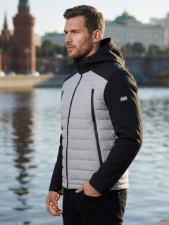 Куртка мужская гибридная стёганая с графеновой подкладкой купить оптом от производителя в Нижнем Новгороде 9627_1B