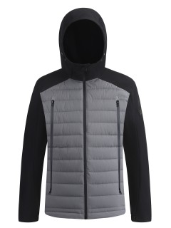 Куртка мужская гибридная стёганая с капюшоном с графеновой подкладкой серого цвета 9627_1Sr
