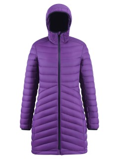 Куртка женская удлинённая стёганая с капюшоном купить оптом от производителя дешево в  Красноярске 9628_1F