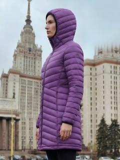 Куртка женская удлинённая стёганая с капюшоном купить оптом от производителя дешево в Самаре 9628_1F