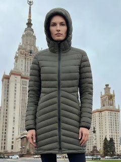 Куртка женская удлинённая стёганая с капюшоном купить оптом от производителя дешево в Перми 9628_1Kh