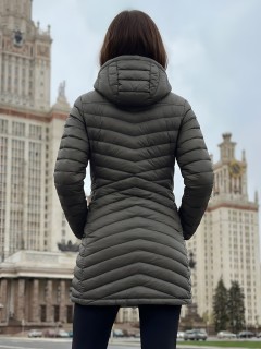Куртка женская удлинённая стёганая с капюшоном купить оптом от производителя дешево в Самаре 9628_1Kh