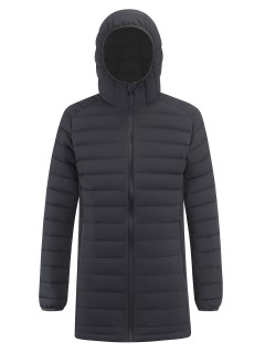 Куртка мужская удлинённая стёганая с капюшоном и графеновой подкладкой черного цвета 9629_1Ch