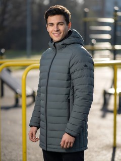 Куртка мужская удлинённая стёганая с капюшоном купить оптом от производителя дешево в Нижнем Новгороде 9629_1Kh