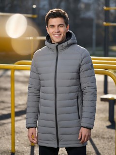 Куртка мужская удлинённая стёганая с капюшоном купить оптом от производителя дешево в Нижнем Новгороде 9629_1Sr