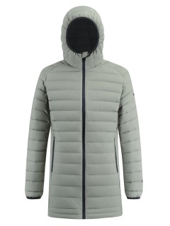 Куртка мужская удлинённая стёганая с капюшоном и графеновой подкладкой зеленого цвета 9629_1Z