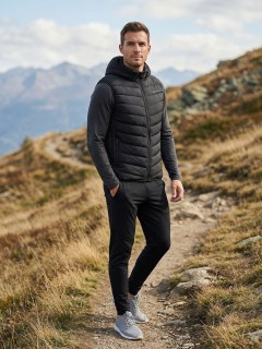 Жилет мужской лёгкий стёганый с капюшоном купить оптом от производителя недорого в Ростове-на-Дону 9635_1Ch