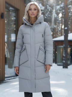 Купить пальто куртку женскую утепленную с капюшоном зимнюю оптом от производителя недорого в Новосибирске 9639Sr