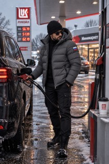 Мужская зимняя стёганая куртка с графеновой подкладкой серого цвета 9651Sr