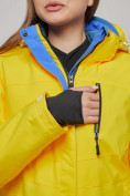 Оптом Горнолыжный костюм женский зимний желтого цвета 005J в Тюмени, фото 11