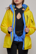 Оптом Горнолыжный костюм женский зимний желтого цвета 005J в Кемерово, фото 13
