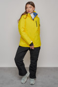 Оптом Горнолыжный костюм женский зимний желтого цвета 005J, фото 21