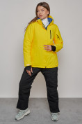 Оптом Горнолыжный костюм женский зимний желтого цвета 005J, фото 22