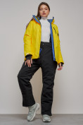 Оптом Горнолыжный костюм женский зимний желтого цвета 005J, фото 24