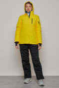 Оптом Горнолыжный костюм женский зимний желтого цвета 005J, фото 5