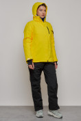 Оптом Горнолыжный костюм женский зимний желтого цвета 005J в Тюмени, фото 7