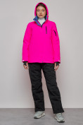Оптом Горнолыжный костюм женский зимний розового цвета 005R в Астане, фото 4
