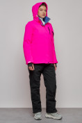 Оптом Горнолыжный костюм женский зимний розового цвета 005R в Краснодаре, фото 6