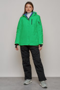 Оптом Горнолыжный костюм женский зимний зеленого цвета 005Z в Томске