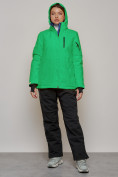 Оптом Горнолыжный костюм женский зимний зеленого цвета 005Z в Омске, фото 5