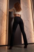 Оптом Легинсы расклешенные в рубчик женские черного цвета 009_1Ch, фото 3