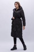 Оптом Пальто утепленное зимнее женское УЦЕНКА черного цвета 0115Ch в Екатеринбурге, фото 2