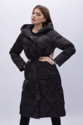Оптом Пальто утепленное зимнее женское УЦЕНКА черного цвета 0115Ch в Екатеринбурге, фото 6