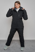 Оптом Горнолыжный костюм женский зимний черного цвета 02002Ch в Омске