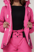 Оптом Горнолыжный костюм женский розового цвета 021530R в Казани, фото 13