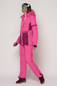 Оптом Горнолыжный костюм женский розового цвета 021530R в Казани, фото 6