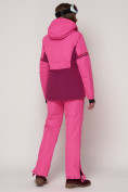 Оптом Горнолыжный костюм женский розового цвета 021530R в Казани, фото 7