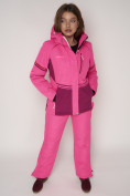 Оптом Горнолыжный костюм женский розового цвета 021530R, фото 9