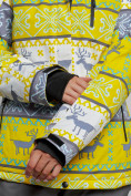 Оптом Горнолыжный костюм женский зимний желтого цвета 022302J в Иркутске, фото 7
