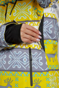 Оптом Горнолыжный костюм женский зимний желтого цвета 022302J в Оренбурге, фото 8
