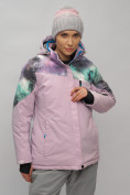 Оптом Горнолыжный костюм женский большого размера фиолетового цвета 02263F, фото 9