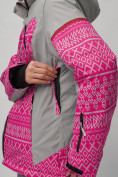 Оптом Горнолыжный костюм женский большого размера розового цвета 02272-1R в Казани, фото 11