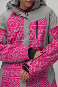 Оптом Горнолыжный костюм женский большого размера розового цвета 02272-1R в Воронеже, фото 12