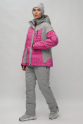 Оптом Горнолыжный костюм женский большого размера розового цвета 02272-1R в Воронеже, фото 2