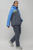 Оптом Горнолыжный костюм женский большого размера синего цвета 02282-1S в Баку, фото 7