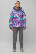 Оптом Горнолыжный костюм женский фиолетового цвета 02302-1F в Сочи